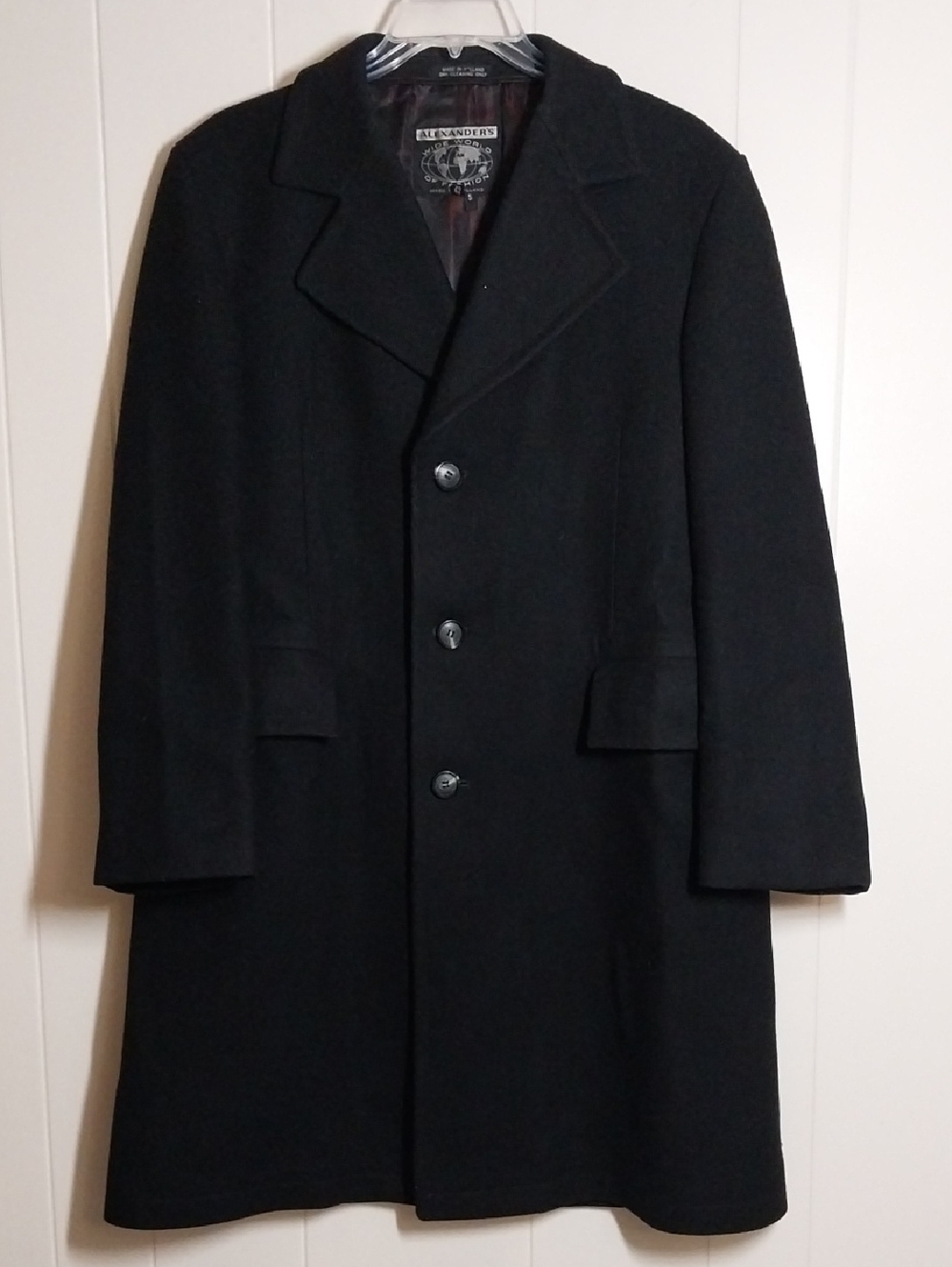Vintage Alexander's Wild World Of Fashion Black Wool Coat 42 S made In Holland